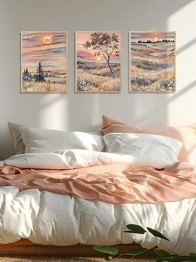 Set of 3 Sunset Landscape Wall Art Prints